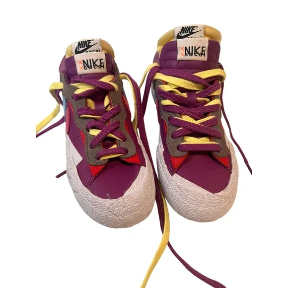 Nike‎ x Sacai Blazer Low Purple Yellow Sneakers Fashion Designer Shoes - Picture 4 of 12